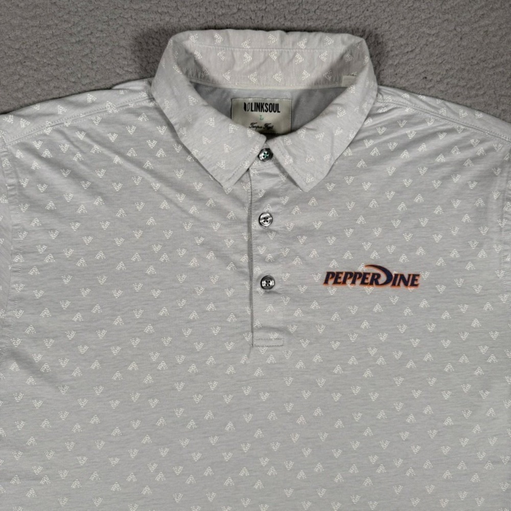 Linksoul Shirt Mens Large Gray Geometric Pepperdine University Golf Polo Preppy